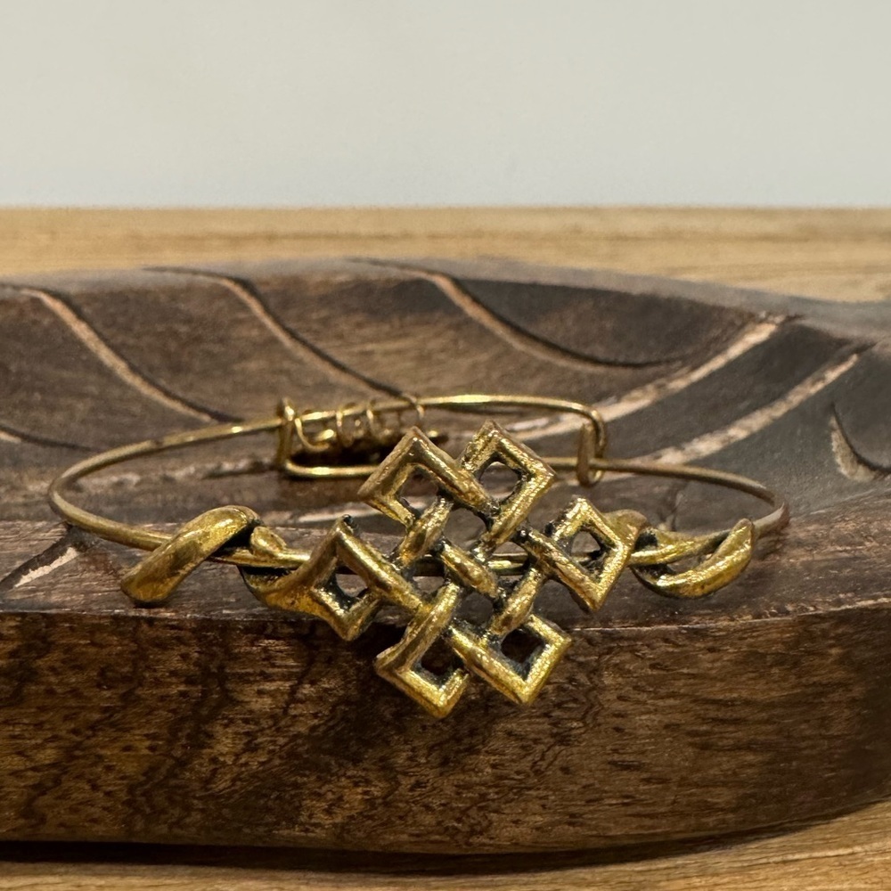 Alex and Ani "Spiritual Armor" Endless Knot Rafaelian Gold- Bangle Bracelet